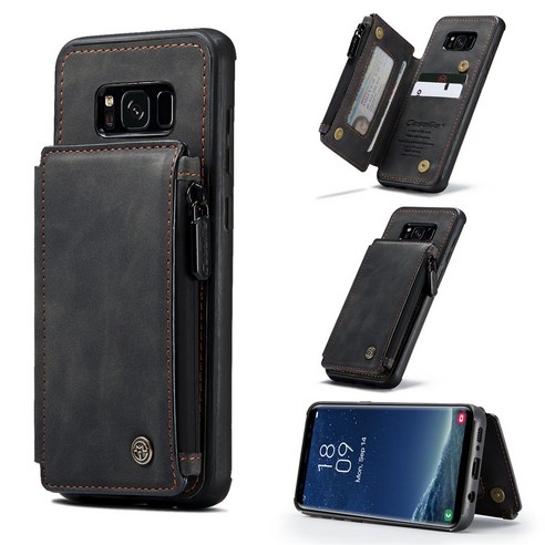 삼성 갤럭시 S8 휴대 전화 케이스에 적합 마그네틱 가죽 지퍼 플립 전화 케이스 삼성 갤럭시 S8 카드 주머니 지갑 전화 케이스에 적합