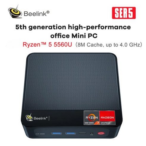 BEELINK 미니 PC 게이머 컴퓨터 SER5 MAX Ryzen 7 5800H 5700U 5560U 윈도우 11 프로 16GB 500GB WIFI6 BT52, 없음, 없음, 22) Ryzen 5 5560U  8GB 500GB미국 
데스크탑