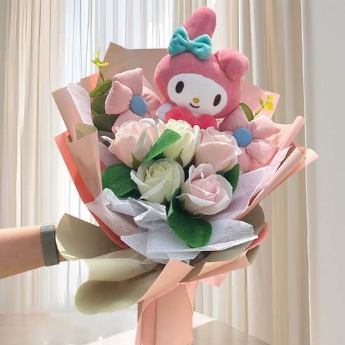 산리오 인형 꽃다발 + 쇼핑백 세트 졸업식 학예회 생일선물, 마이멜로디, 1개