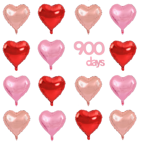 파파 파티 하트 풍선 세트 기념일 생일 포토월 DIY, 1세트, 레드6/핑크6/로즈골드6 + 900days