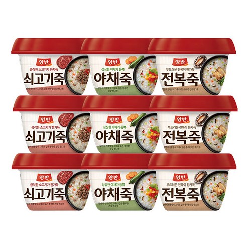 올따옴기획 동원양반 용기죽 쇠고기죽3개+야채죽3개+전복죽3개
