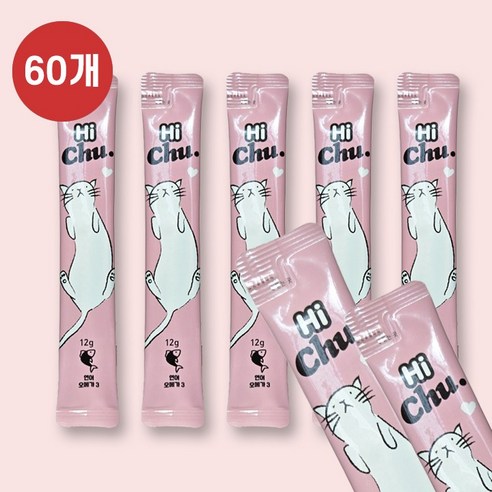 칼마 국내산 고양이 짜먹는 간식 하이츄 12g 고단백 연어/참치/닭가슴살 대용량 츄르, 60개, 연어