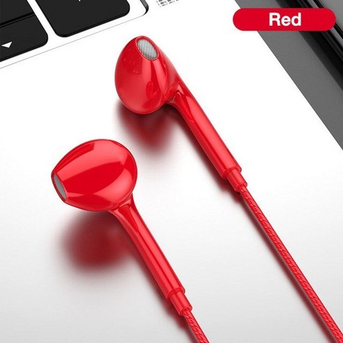 3.5MM 이어폰 이어폰은 XIAOMI HUAWEI SAMSUNG 용 마이크베이스 스테레오 헤드셋 스포츠 게임 헤드셋과 헤드폰을 유선, 빨간