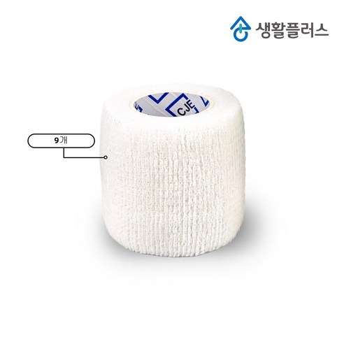 생활플러스 자가점착 탄력 밴드 5cm, 화이트, 9개