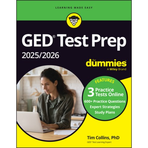 (영문도서) GED Test Prep 2025/2026 for Dummies: Book + 3 Practice Tests Online Paperback, For Dummies