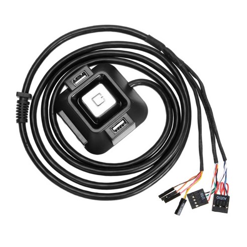 PC 데스크탑 컴퓨터 케이스 스위치 전원 공급 이중USB, 60x60x30mm, 블랙, 플라스틱