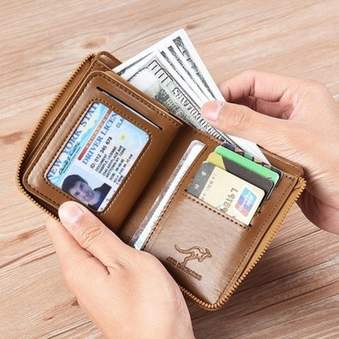 남성 카드지갑, 캥거루 신용 카드 홀더 케이스, RFID 차단, 도난 방지