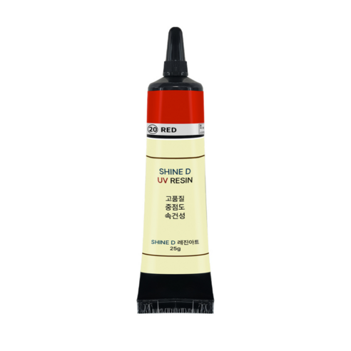 샤인디 칼라UV레진 일본수입원료 튜브타입 레진아트 유브이 중점도 25g, 옵션01(레드/25g), 1개