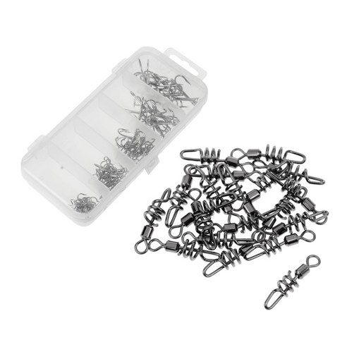 50pcs 낚시 고음 후크 및 20pcs 구리 낚시, 실버 블랙, 금속