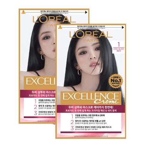 로레알파리 엑셀랑스 크림 염모제1+1, 1세트, 5.6호 적빛 자연 갈색