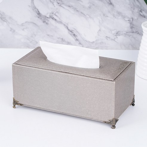 DFMEI 거실 조명 고급 가정용 종이 상자 간단한 데스크탑 방수 티슈 상자 고급 호텔 방 냅킨 상자, 회색