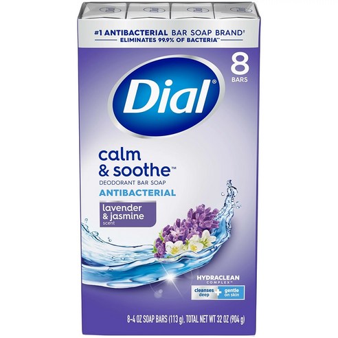 다이알 항균 비누 라벤더 앤 자스민 8개입 X2 토탈 16개입 Dial Lavender & Jasmine Antibacterial Deodorant Soap 16ea, 113g, 16개