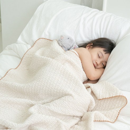 [카인디어] 뱀부 3중직 유아 블랭킷 어린이집 이불 캠핑 무릎담요, 그린