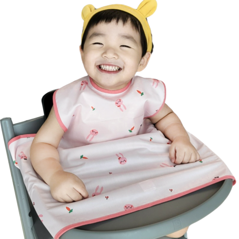 벨베이비 식탁일체형 방수 턱받이 나시 부분커버, (리뉴얼)핑크 토끼, 1개, 1개