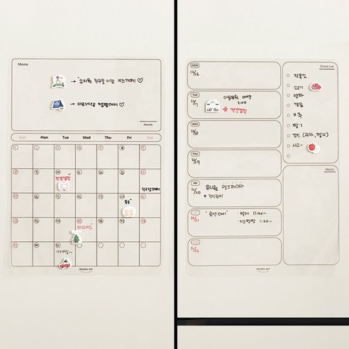 뚜뚜아트 비스포크 오브제 냉장고 투명 달력 리무버블 메모지 이유식 스케쥴 캘린더, 07. 스케쥴+이유식 미니 스티커, 1개
