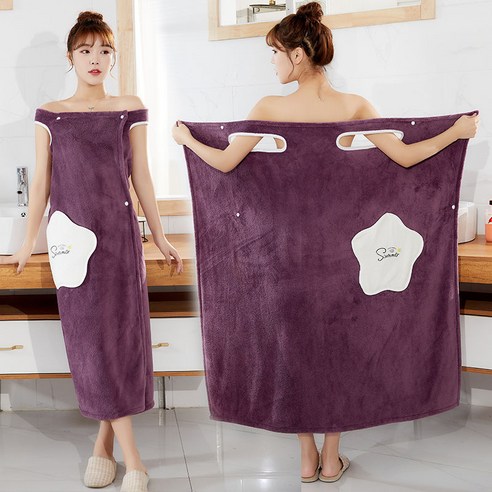 여름철 가정용으로 감쌀 수 있다 흡수속도 마르지 않는다 산호모 크다 목욕 가운 목욕치마, 포켓형 퍼플(싱글), {"규격(가로*세로cm)":"XL(120-135근)"}