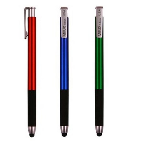 밀룩스 터치펜 깔끔하고 심플한 기능성 볼펜, 6개, 혼합(파랑 빨강 녹색 각 2개씩)