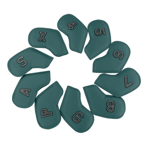 아이언 커버 PU 골프 아이언커버 골프채헤드 커버 10pcs, 다크 포레스트