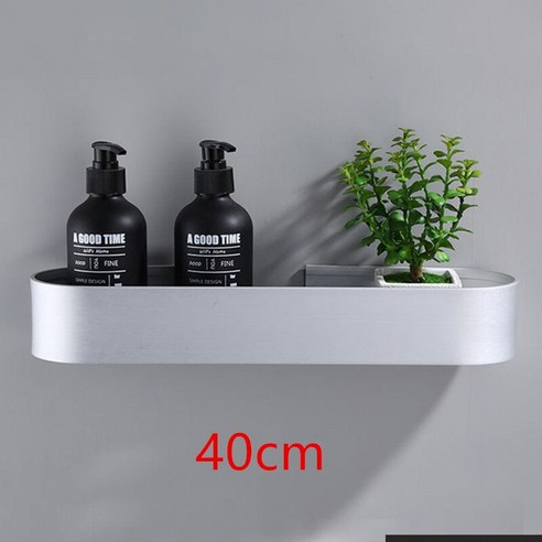 [SW] 30/40/50 cm 벽 선반 샤워 바구니 스토리지 랙 블랙 주방 욕실 선반 수건 바 로브 후크 욕실 액세서리, {"크기":"하나"}, 40cm silver
