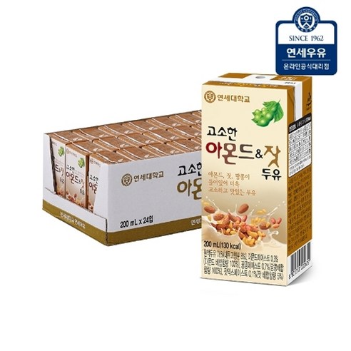   연세두유 아몬드 앤 잣 두유, 200ml, 24개