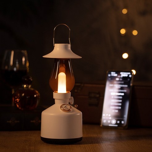 ZOZOFO LED 램프 블루투스 스피커 클래시 캔들리에 감성 캠핑 조명 랜턴 LED 음악 무드등, 화이트, 감성랜턴 블루투스 스피커