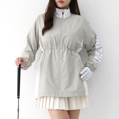 순이들 여성 소매 나염 골프 배색 스트링 바람막이