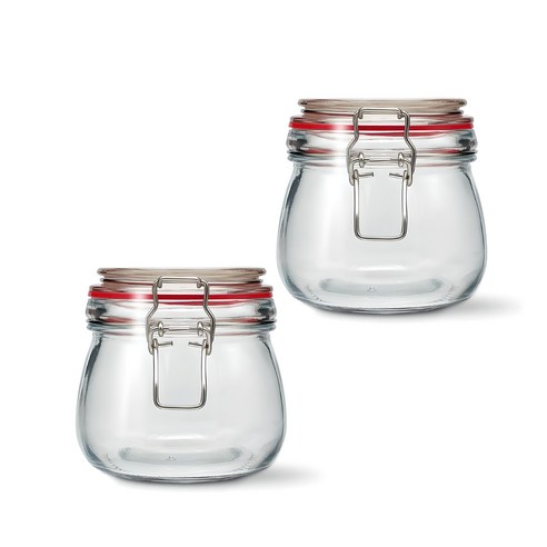 미르 메탈글라스자 클립 유리병, 450ml, 2개