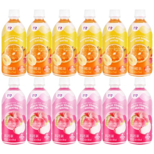 레인보우 샤베트워터 6개 + 피치요거트워터 6개 총12개(500ml), 500ml, 12개