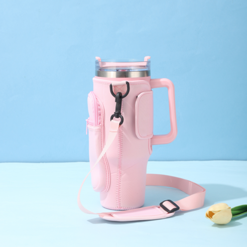 어베일텐비 스탠리 퀜처 1.18L 40온스 텀블러 커버 파우치 백 가방, 1개, 파스텔핑크