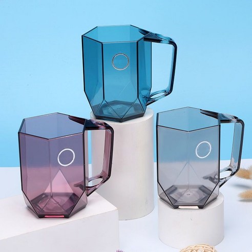 세구컵 창의 투명 양치컵 세면컵 가정용 커플 한 쌍 플라스틱 칫솔컵 창의 치컵 파란색 [개], [5개 룩] 컬러 믹스 매치.
