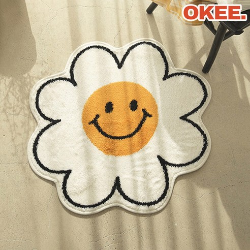 OK 플라워 스마일 러그 논슬립 화장실 발매트 60cm