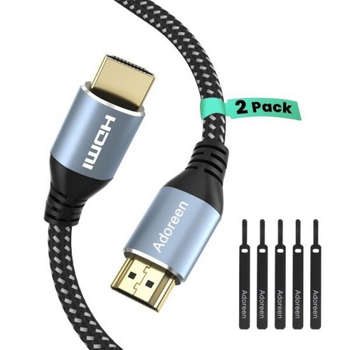 4K HDMI 케이블 8피트2팩 고속 18Gbps 2.0 케이블1.560ft HDR HDCP 3D 4K60Hz 2K1080P ARC 이더넷 코드 호환 모니터 UHD TV PC, With Ties, 15FT-2PK