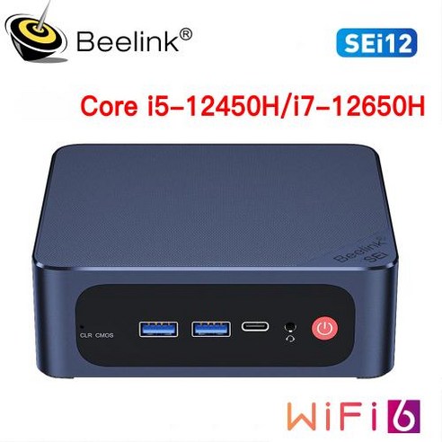 BEELINK 미니 PC SEi12 코어 i512450Hi712650H 윈도우 11 프로 DDR4 16GB 500GB NVMe SSD Wifi6 BT52 데스크탑 게이머 컴퓨터, 없음, 없음, 22) 32GB 500GB  i5 12450H미국