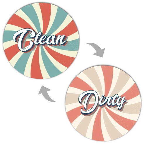 긱베어 식기세척기 클린 더티 clean dirty 마그넷 자석 스티커 자석형, 레트로, 1개