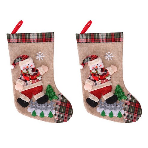Monland 크리스마스 스타킹 - 가족 휴일 파티 장식 B를 위한 2 팩 격자 무늬 클래식 대형, 보여진 바와 같이