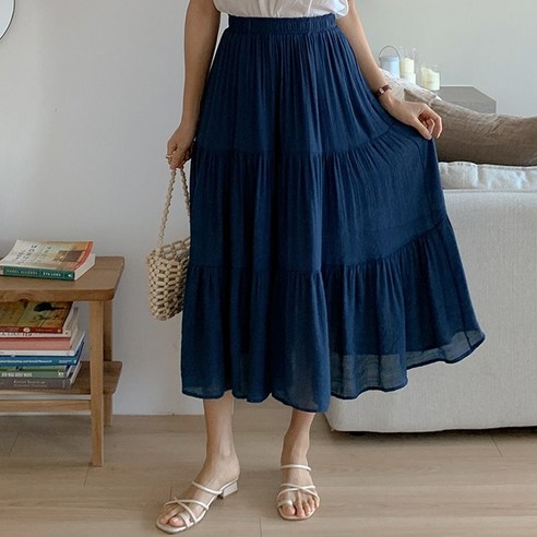 [끄란느] 썸머 린넨 롱 스커트 롱 치마 CR24SK001