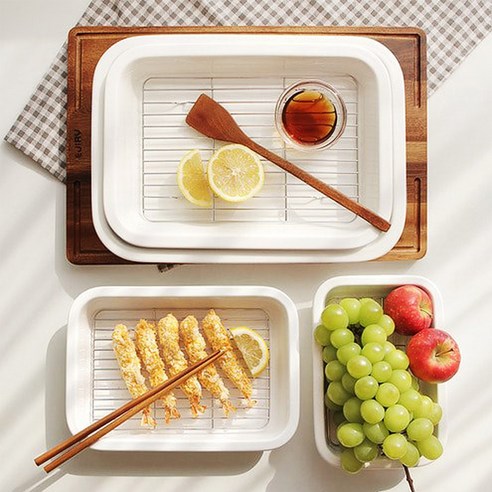 주방의 품격을 높이는 세라믹 밧드 트레이 + 철망 세트