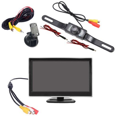 차 지원 사진기 5 인치 감시자 번호판 히치 카메라 고성능 HD 1080P, 125x83mm, 검은 색, 플라스틱