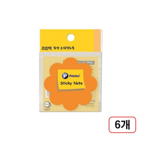 프린텍)스티키노트50매, 6개, 꽃DI017
