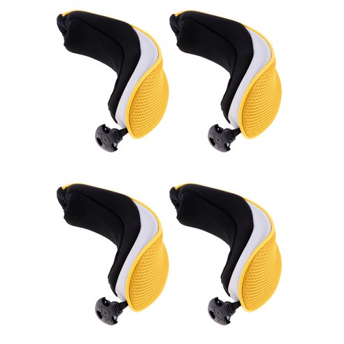 YSSHOP 4 개 조각 골프 하이브리드 UT 클럽 헤드 커버 헤드 커버 (숫자 태그 포함), {"수건소재":"설명"}, 옐로우