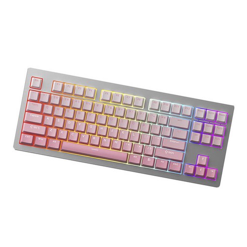 몬스긱 M3W 그라데이션 3가지 모드 RGB 기계식 OEM 87 키 핫스왑 유선 키보드, 화이트 + 핑크, V3 프로(밀크옐로우축), 텐키리스