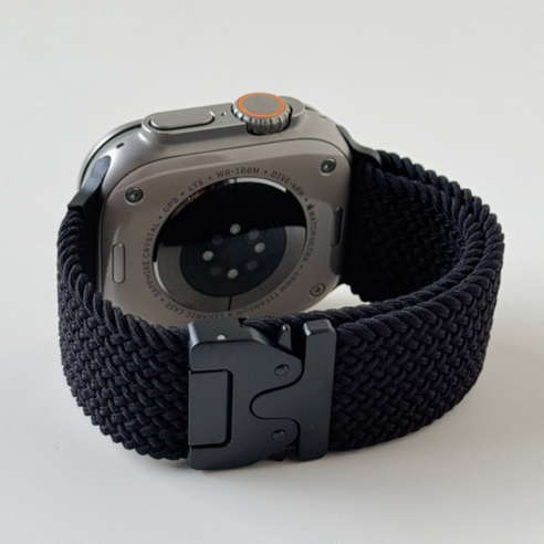 밴드톡 애플워치 호환 파라슈트 스타일 버클 브레이드 스포츠 루프 스트랩 (10 9 8 7 6 5 4 3 2 SE2 Ultra), 블랙, 38/40/41/4..., 1개