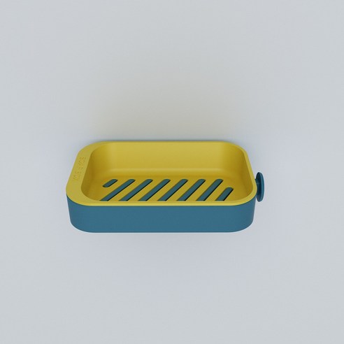 1+1더블 레이어 배수 비누 상자 펀치 프리 벽걸이 형 욕실 걸이 랙 화장실 휴대용 비스코스 비누 상자, 파란색 노란색