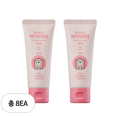 마이비 베이비 어린이 치약 1단계 딸기향, 50g, 8개