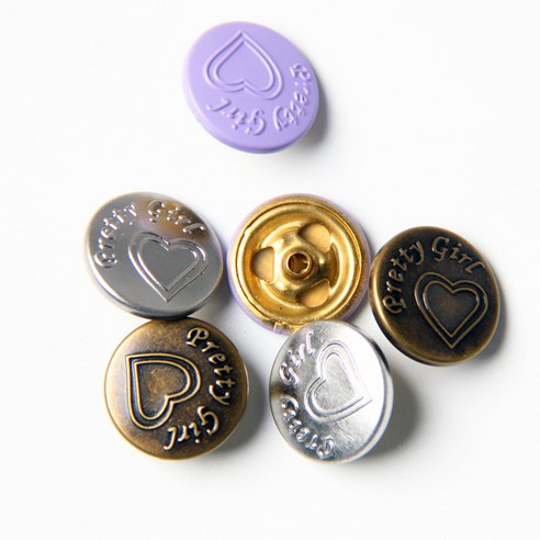 KORELAN Dehan 직판 하트 모양의 금속 스냅 버튼 444 다운 재킷 스냅 버튼 구리 버튼, 페인팅, 전기도금, 24L=15.0MM
