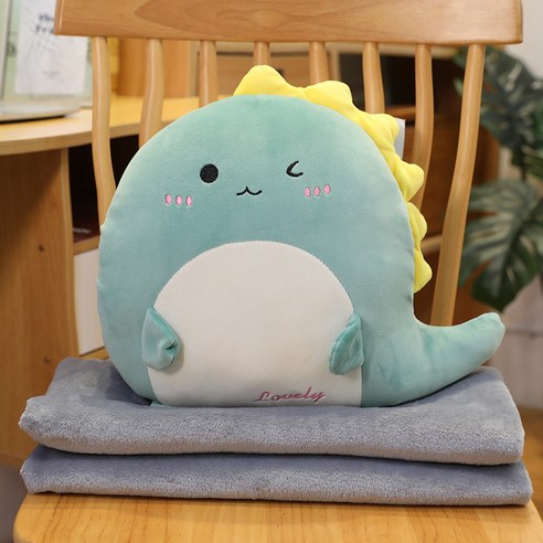 만화 공룡 고래 유니콘 쿠션 카페트, 심록공룡, 손 따뜻하게 35*35cm
