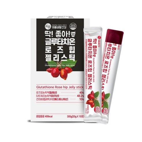 미쁨생활건강 딱 좋아 글루타치온 로즈힙 젤리스틱, 20g, 15개