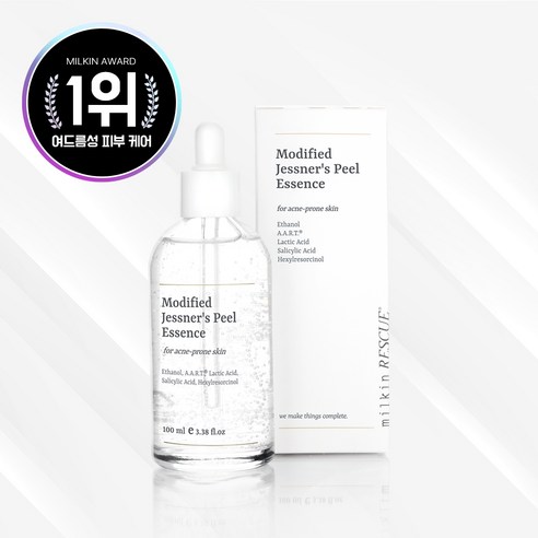 밀킨 레스큐 제스너필 에센스 트러블 진정 AHA BHA 얼굴각질제거제 피지연화제, 1개, 100ml