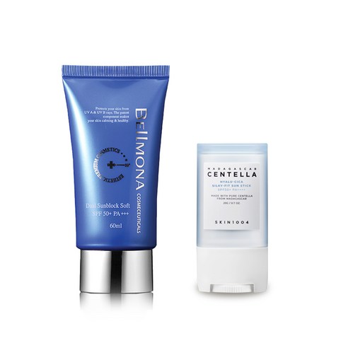 벨모나 선블록 소프트60ml + 스킨1004 마다가스카르 히알루-시카 실키핏 선 스틱20g, 1개