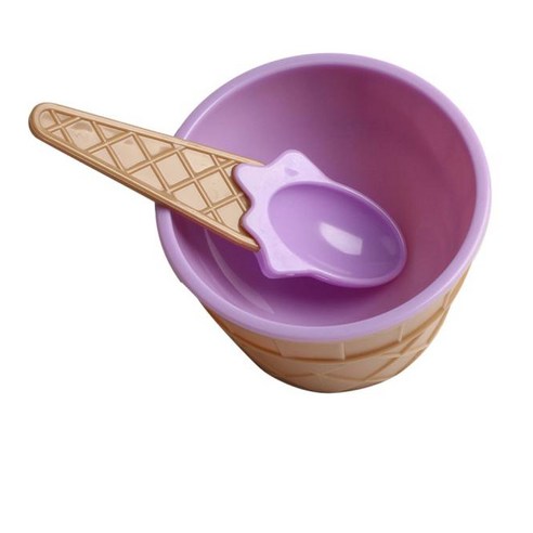 아이스크림컵 1PC 그릇 커플 디저트 숟가락, 보라색